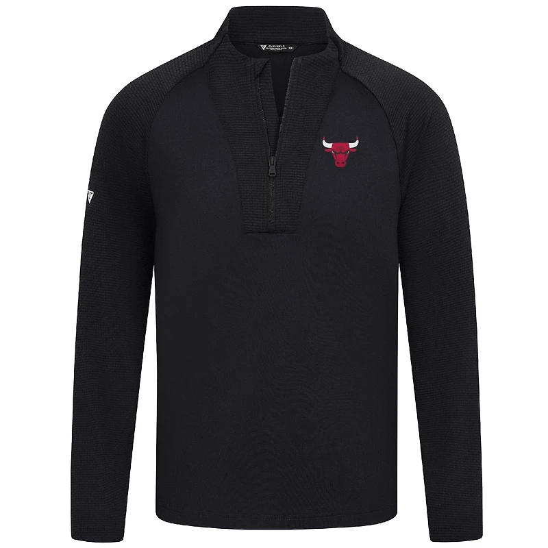 Men's Levelwear Black Chicago Bulls Volley Quarter-Zip Top