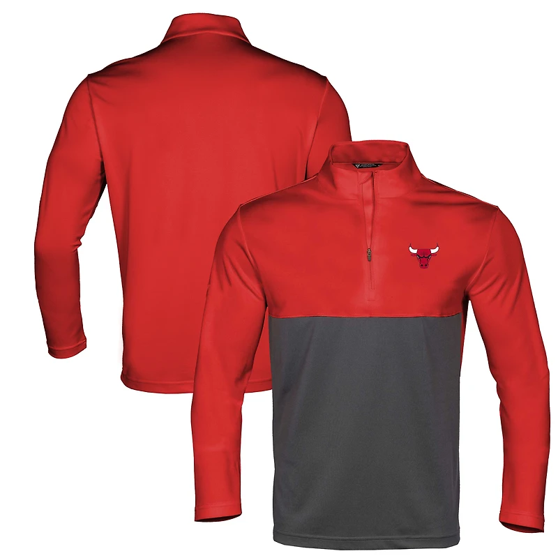 Men's Levelwear Red/Black Chicago Bulls Pursue Quarter-Zip Top