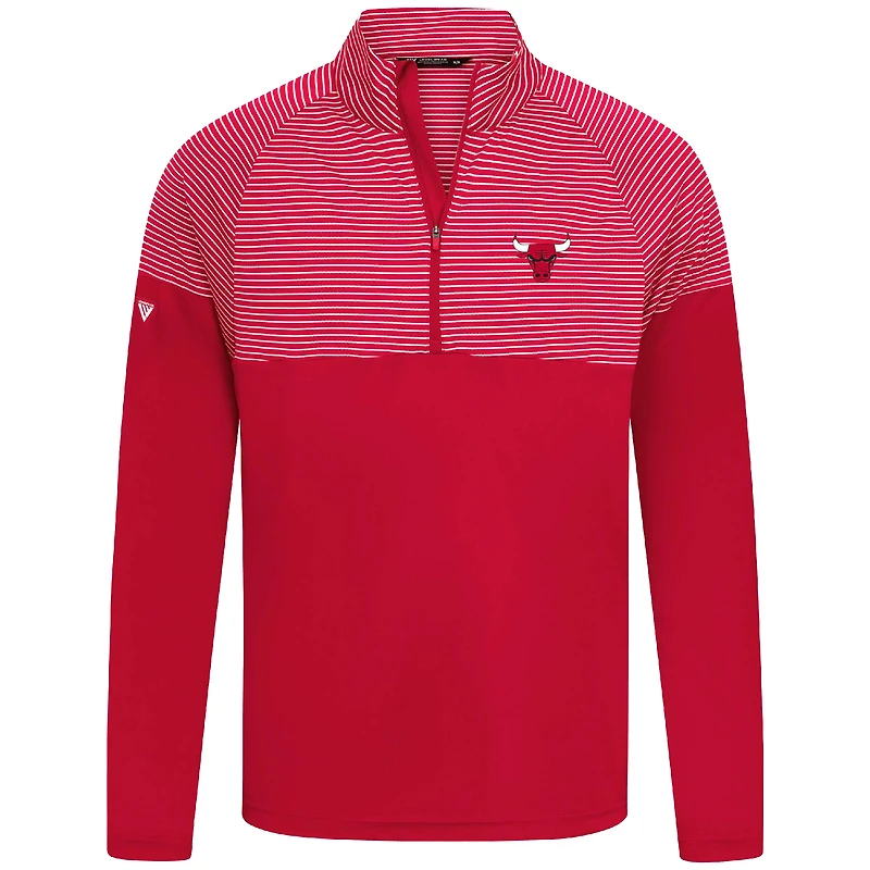 Men's Levelwear Red Chicago Bulls Classic Stripes Quarter-Zip Top