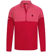 Men's Levelwear Red Chicago Bulls Classic Stripes Quarter-Zip Top