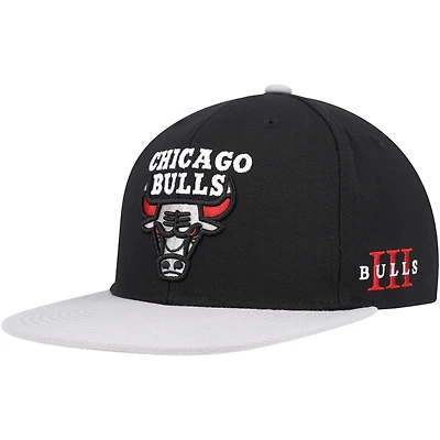 Men's Mitchell & Ness Black/Gray Chicago Bulls Core Snapback Hat