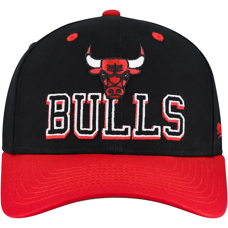 Men's Mitchell & Ness Black/Red Chicago Bulls Backside Script 2-Tone Pro Crown Adjustable Hat