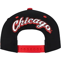 Men's Mitchell & Ness Black/Red Chicago Bulls Backside Script 2-Tone Pro Crown Adjustable Hat