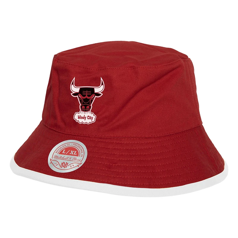 Bob réversible noir/rouge Chicago Bulls pour homme Mitchell & Ness