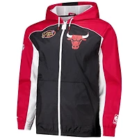Men's Mitchell & Ness Black/Red Chicago Bulls Hardwood Classics Big Shot Premium Full-Zip Windbreaker Jacket