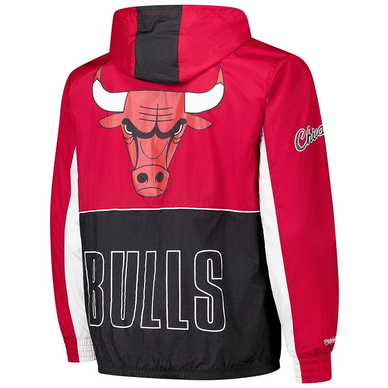 Men's Mitchell & Ness Black/Red Chicago Bulls Hardwood Classics Big Shot Premium Full-Zip Windbreaker Jacket
