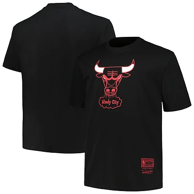 Men's Mitchell & Ness Black Chicago Bulls Big Tall Hardwood Classics Vintage Logo T-Shirt