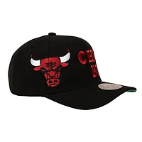 Men's Mitchell & Ness  Black Chicago Bulls Busted Logo Wordmark Wrap-Around Pro Pinch Adjustable Hat