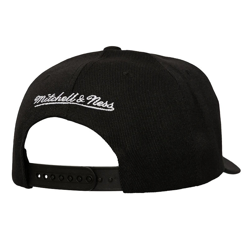 Men's Mitchell & Ness Black Chicago Bulls Busted Logo Wordmark Wrap-Around Pro Pinch Adjustable Hat