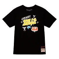 Men's Mitchell & Ness Black Chicago Bulls Hardwood Classics Slap Sticker - T-Shirt