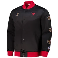 Men's Mitchell & Ness Black Chicago Bulls Hardwood Classics Team OG 3.0 Lightweight Satin Full-Snap Jacket