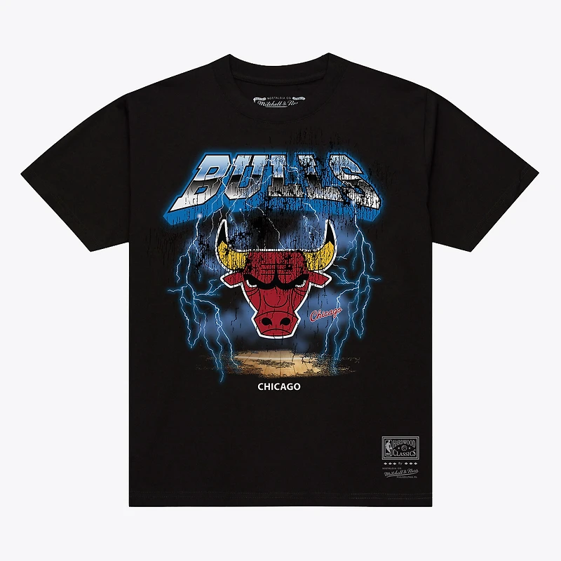 Men's Mitchell & Ness Black Chicago Bulls Lightning T-Shirt