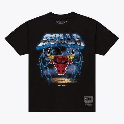 Men's Mitchell & Ness  Black Chicago Bulls Lightning T-Shirt