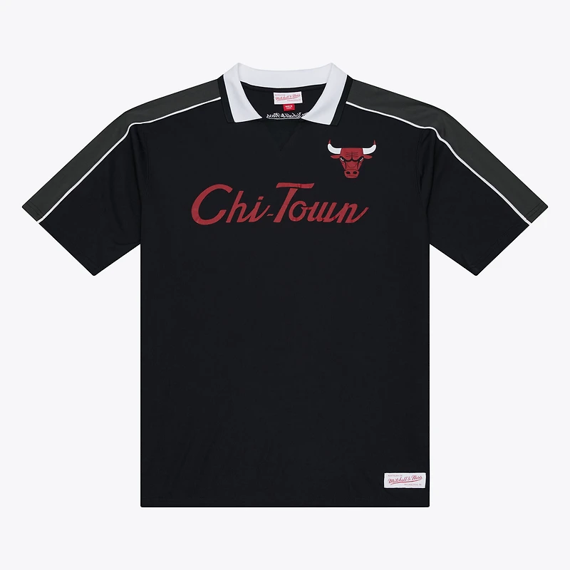 Men's Mitchell & Ness Black Chicago Bulls Polo Jersey