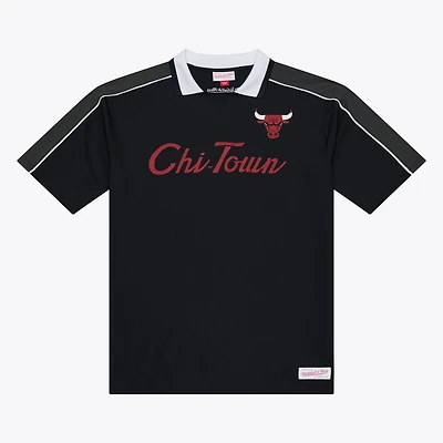 Men's Mitchell & Ness Black Chicago Bulls Polo Jersey