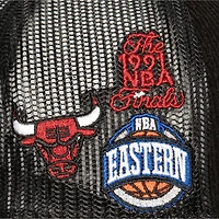 Men's Mitchell & Ness Black Chicago Bulls Times Up Classic Script Cord Trucker Hat