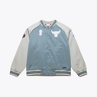 Veste Mitchell & Ness pour homme, bleu/argent, Chicago Bulls Thunderstorm, en satin léger à boutons-pression.