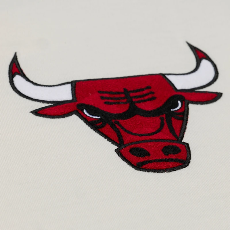 Men's Mitchell & Ness Cream Chicago Bulls Hardwood Classics Chainstitch Premium T-Shirt