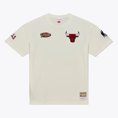 Men's Mitchell & Ness Cream Chicago Bulls Hardwood Classics Chainstitch Premium T-Shirt