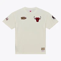 Men's Mitchell & Ness Cream Chicago Bulls Hardwood Classics Chainstitch Premium T-Shirt