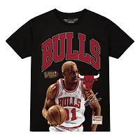 T-shirt noir Mitchell & Ness Dennis Rodman des Chicago Bulls Hardwood Classics Player Arch pour homme