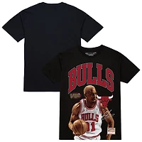 T-shirt noir Mitchell & Ness Dennis Rodman des Chicago Bulls Hardwood Classics Player Arch pour homme