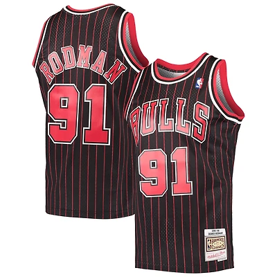 Men's Mitchell & Ness Dennis Rodman Black Chicago Bulls / Hardwood Classics Swingman Jersey