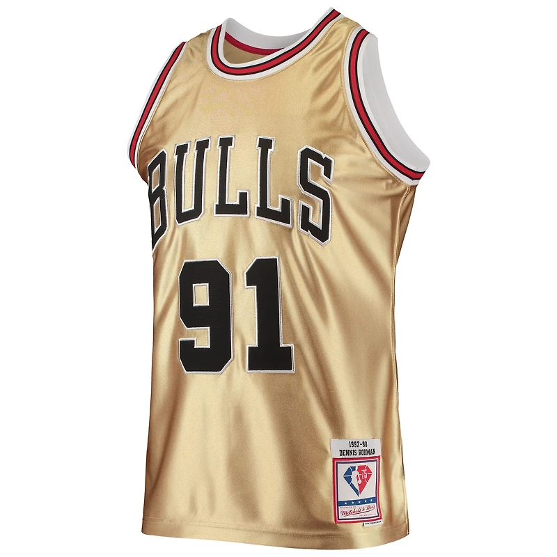 Mitchell & Ness Homme Dennis Rodman Or Chicago Bulls 75e Anniversaire 1997/98 Hardwood Classics Swingman Maillot