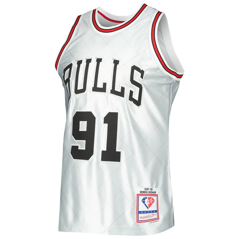 Mitchell & Ness Dennis Rodman Platine Chicago Bulls 1997/98 Hardwood Classics 75e Anniversaire Swingman Maillot Homme