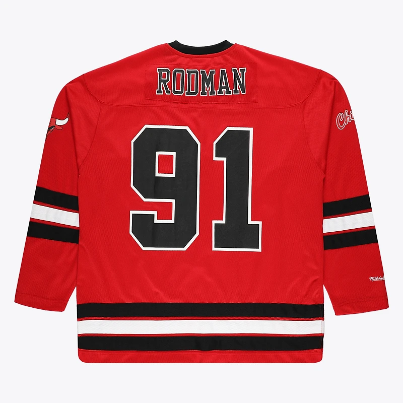 Men's Mitchell & Ness Dennis Rodman Red Chicago Bulls Big Tall NBA Hockey Jersey
