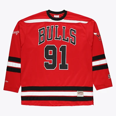 Men's Mitchell & Ness Dennis Rodman Red Chicago Bulls Big Tall NBA Hockey Jersey