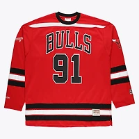 Men's Mitchell & Ness Dennis Rodman Red Chicago Bulls Big Tall NBA Hockey Jersey