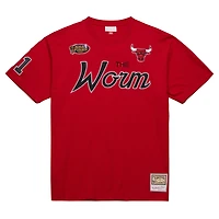 T-shirt surnom Premium Mitchell & Ness Dennis Rodman rouge Chicago Bulls pour hommes