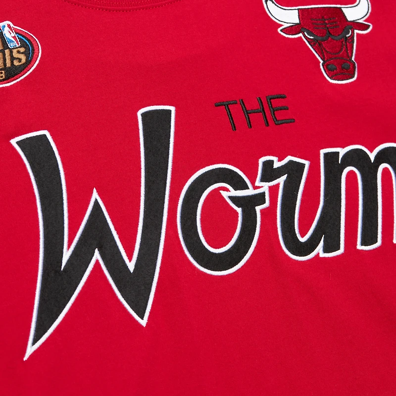 T-shirt surnom Premium Mitchell & Ness Dennis Rodman rouge Chicago Bulls pour hommes