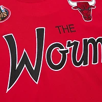 T-shirt surnom Premium Mitchell & Ness Dennis Rodman rouge Chicago Bulls pour hommes