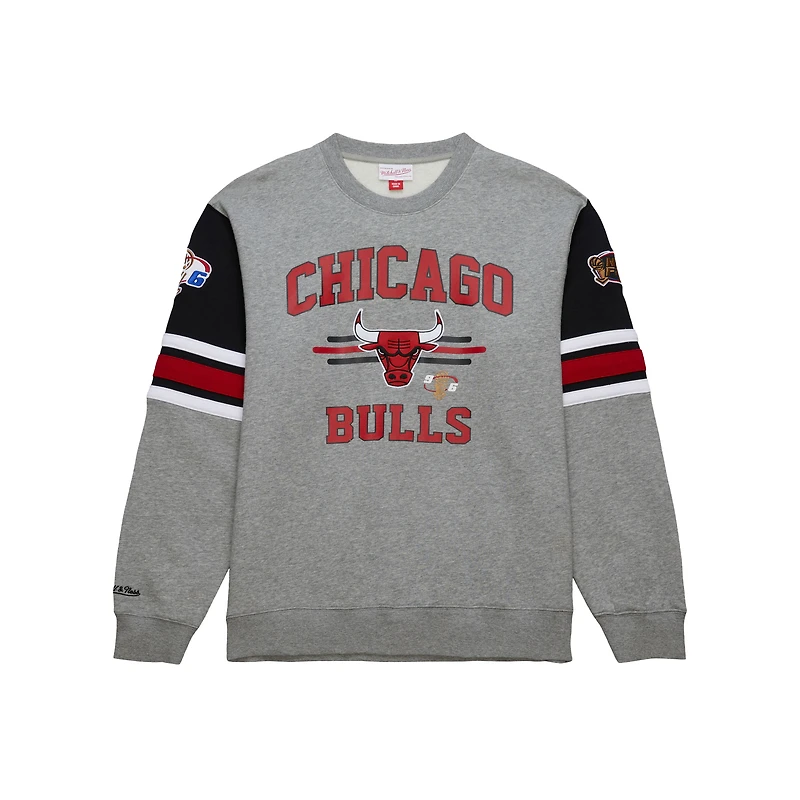 Sweat-shirt à capuche All Over 4.0 Chicago Bulls gris chiné Mitchell & Ness pour homme