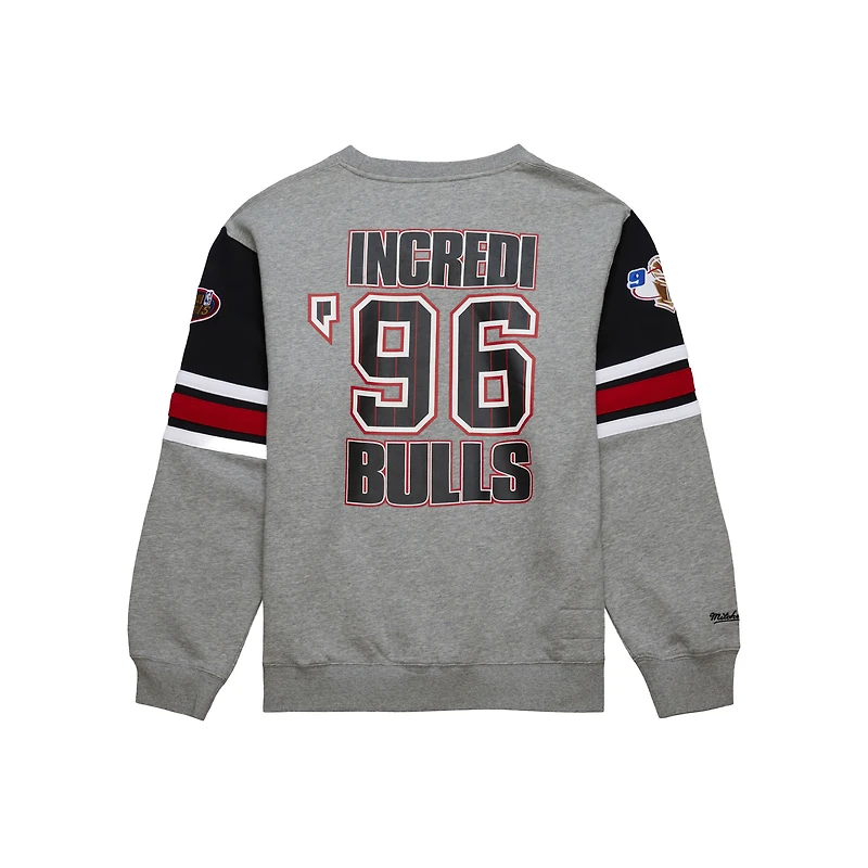 Sweat-shirt à capuche All Over 4.0 Chicago Bulls gris chiné Mitchell & Ness pour homme