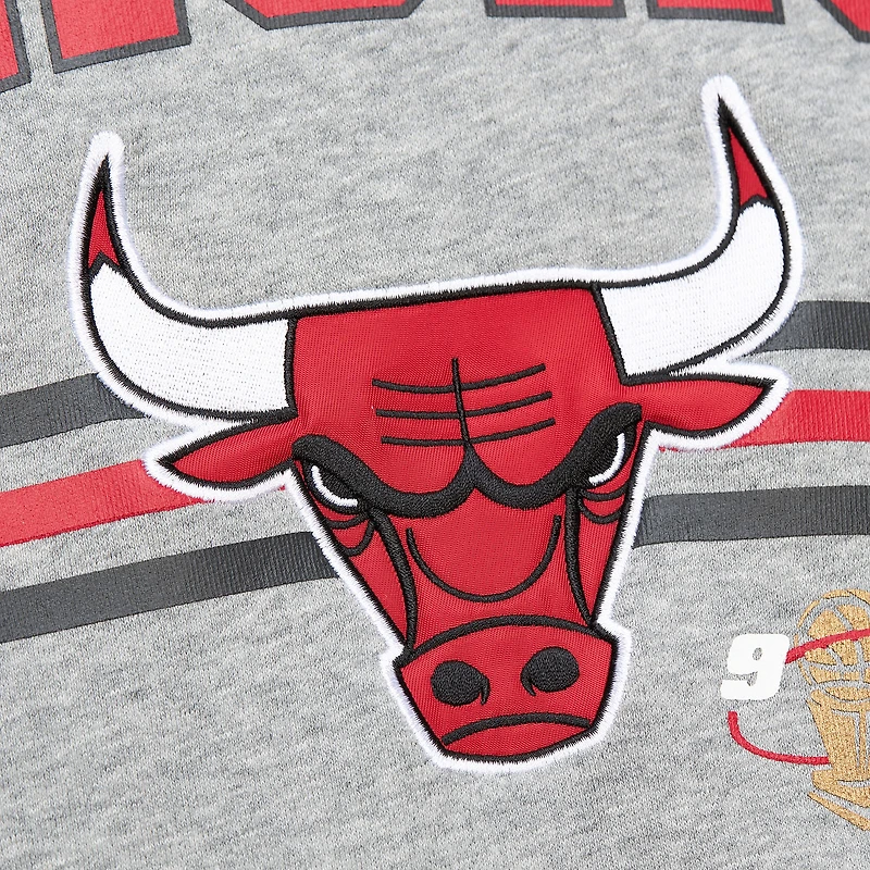 Sweat-shirt à capuche All Over 4.0 Chicago Bulls gris chiné Mitchell & Ness pour homme
