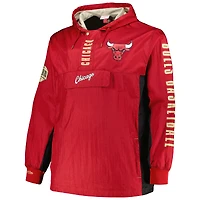 Veste coupe-vent à capuche et quart de zip Mitchell & Ness Red Chicago Bulls Big Tall Hardwood Classics Team OG 2.0 Anorak pour hommes