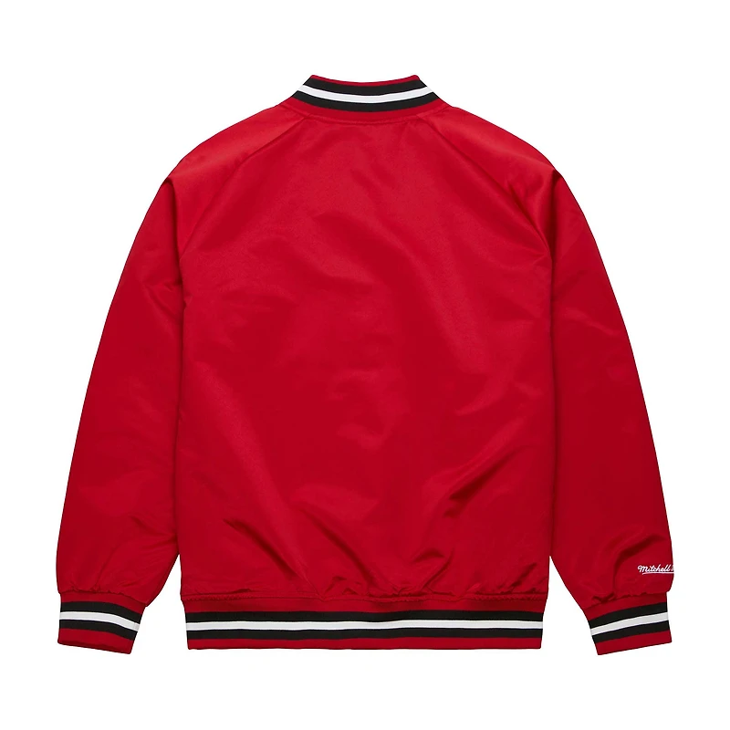 Veste rouge Mitchell & Ness Chicago Bulls Hardwood Classics Throwback Wordmark Raglan Full-Snap pour hommes