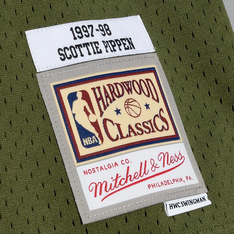Men's Mitchell & Ness Scottie Pippen Olive Chicago Bulls 1997/98 Swingman - Jersey Flight Edition