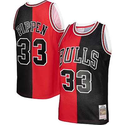 Homme Mitchell & Ness Scottie Pippen rouge/noir Chicago Bulls Big Tall Hardwood Classics 1997/98 Split Swingman Jersey