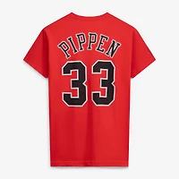 T-shirt avec nom et numéro de joueur Mitchell & Ness Scottie Pippen Red Chicago Bulls Hardwood Classics pour hommes