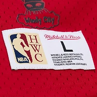 Sweat à capuche manches courtes Mitchell & Ness Scottie Pippen rouge Chicago Bulls pour homme, en maille, avec nom et numéro.