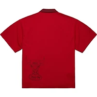 Chemise boutonnée Mitchell & Ness x Purple Brand pour homme, motif Chicago Bulls rouge