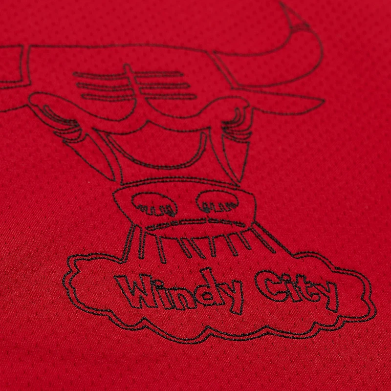 Chemise boutonnée Mitchell & Ness x Purple Brand pour homme, motif Chicago Bulls rouge