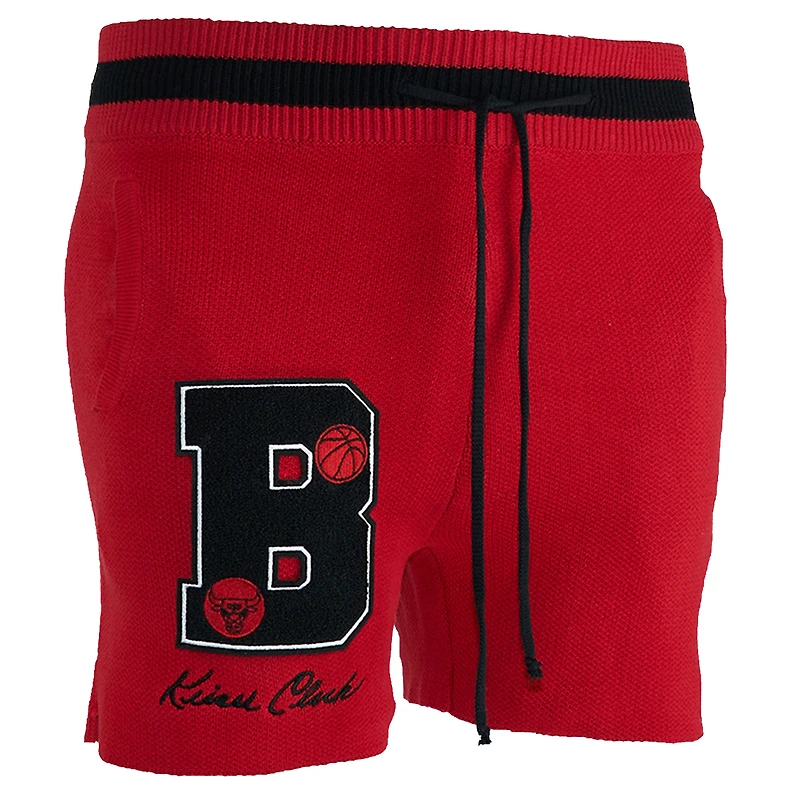 Short en tricot sans identification de l'appelant NBA x Keizer Clark Chicago Bulls rouge/noir pour homme