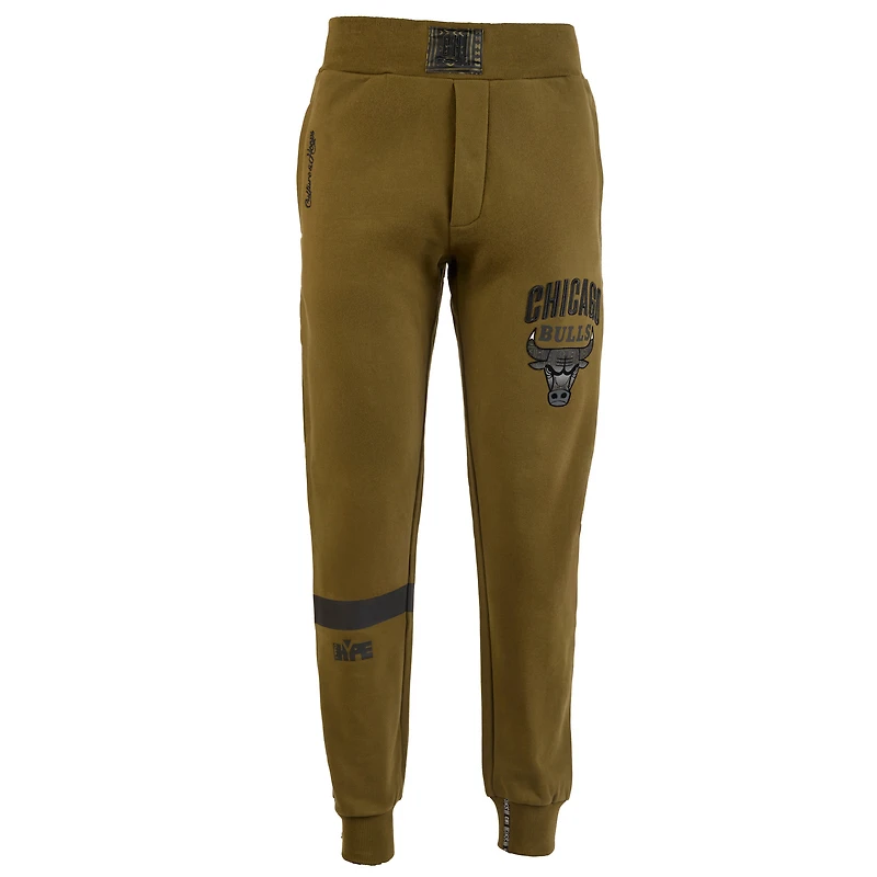 Pantalon de jogging NBA x Two Hype pour homme, collection Chicago Bulls, vert olive, qualité supérieure