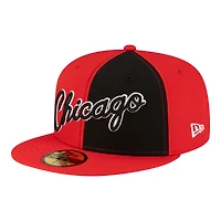 Men's New Era  Black/Red Chicago Bulls 80s Throwback Pinwheel 59FIFTY Fitted Hat