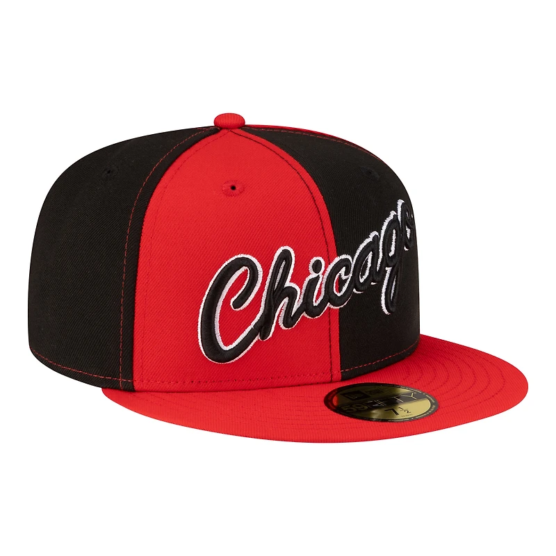 Men's New Era  Black/Red Chicago Bulls 80s Throwback Pinwheel 59FIFTY Fitted Hat